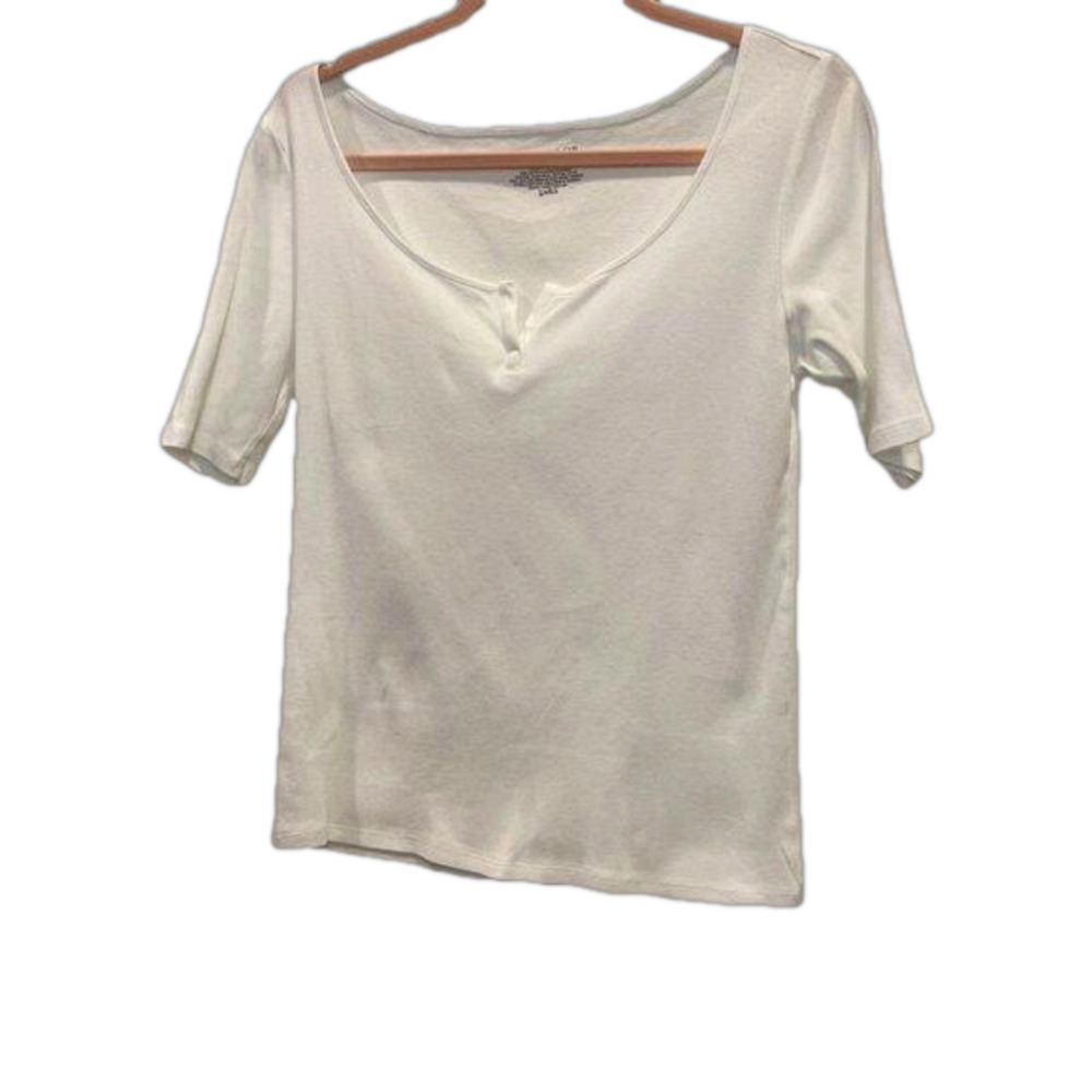 Ann Taylor White Shirt with front split neck - Size Medium NWOT (74)